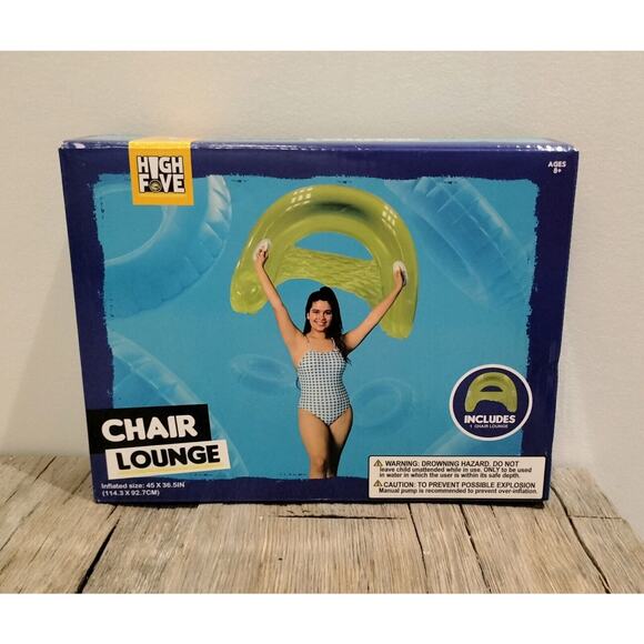 High Five Inflatable Lounge Chair Green Pool Float Swim Toys Floating Lake Beach - Picture 1 of 12